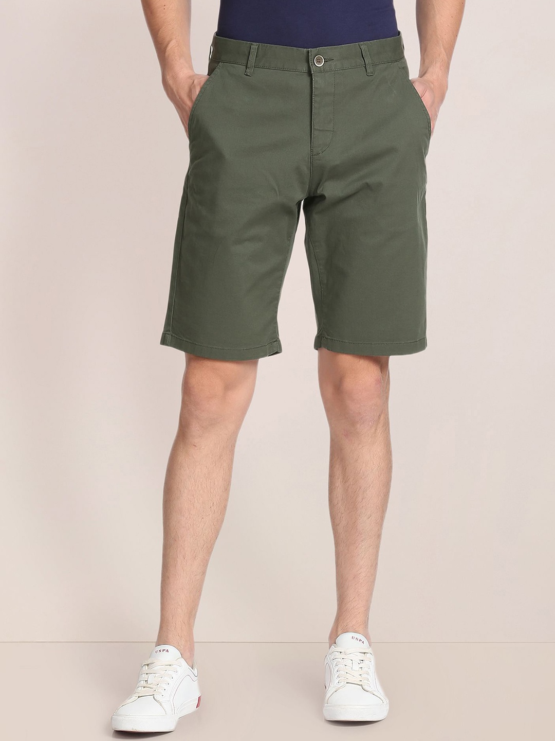 

U.S. Polo Assn. Men Slim Fit Mid-Rise Chino Shorts, Green