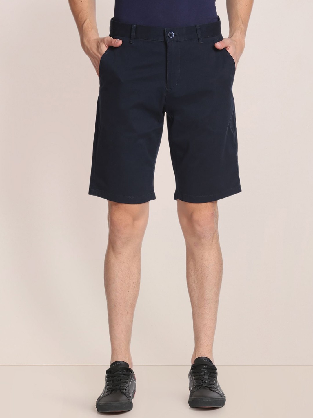 

U.S. Polo Assn. Men Slim Fit Mid-Rise Chino Shorts, Navy blue
