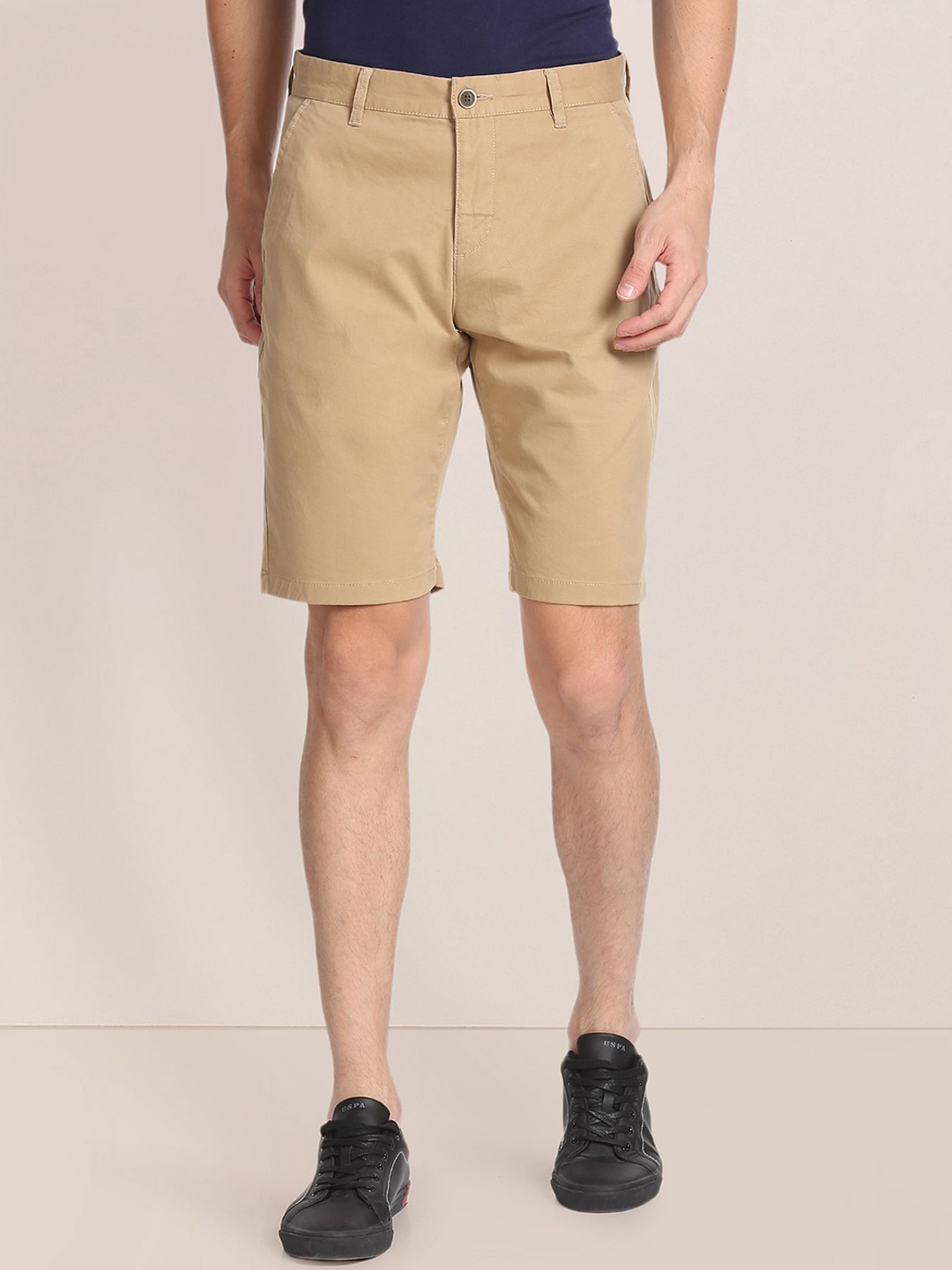 

U.S. Polo Assn. Men Slim Fit Mid-Rise Chino Shorts, Beige