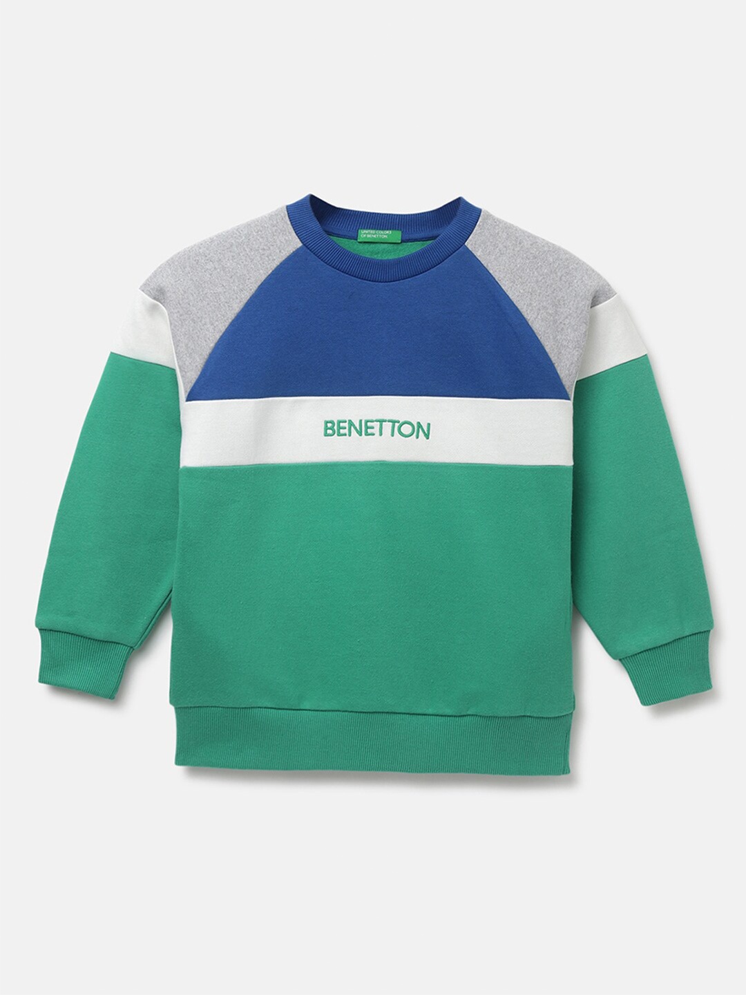 

United Colors of Benetton Boys Colourblocked Sweatshirt, Green