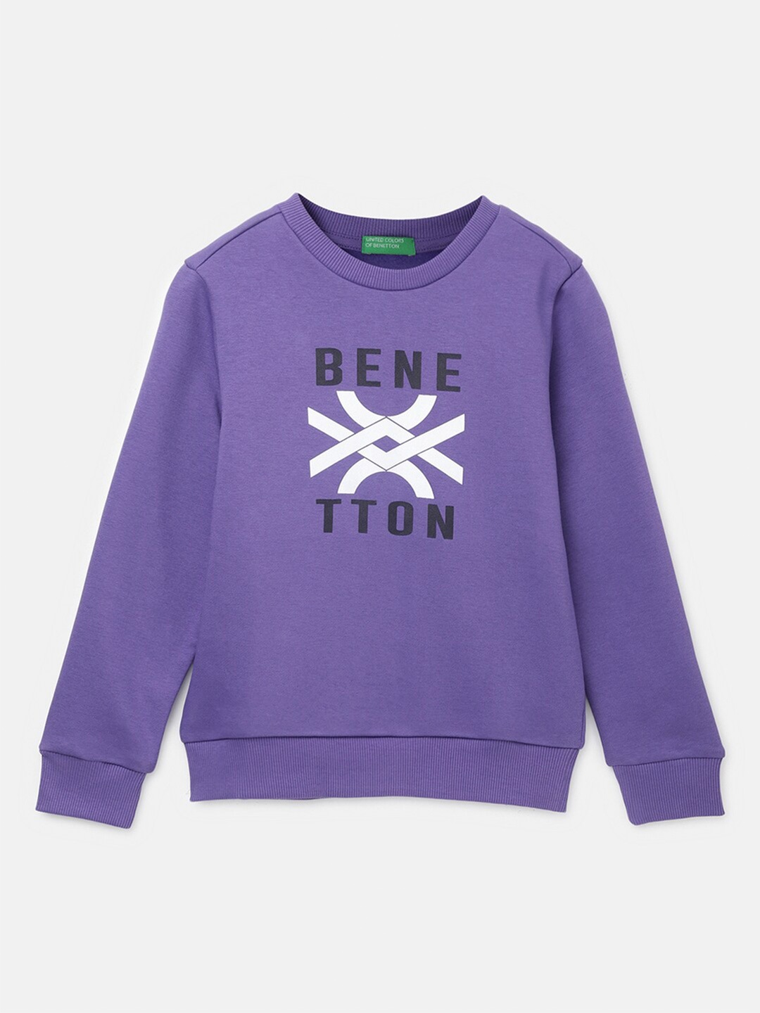

United Colors of Benetton Boys Typography Printed Sweatshirt, Purple