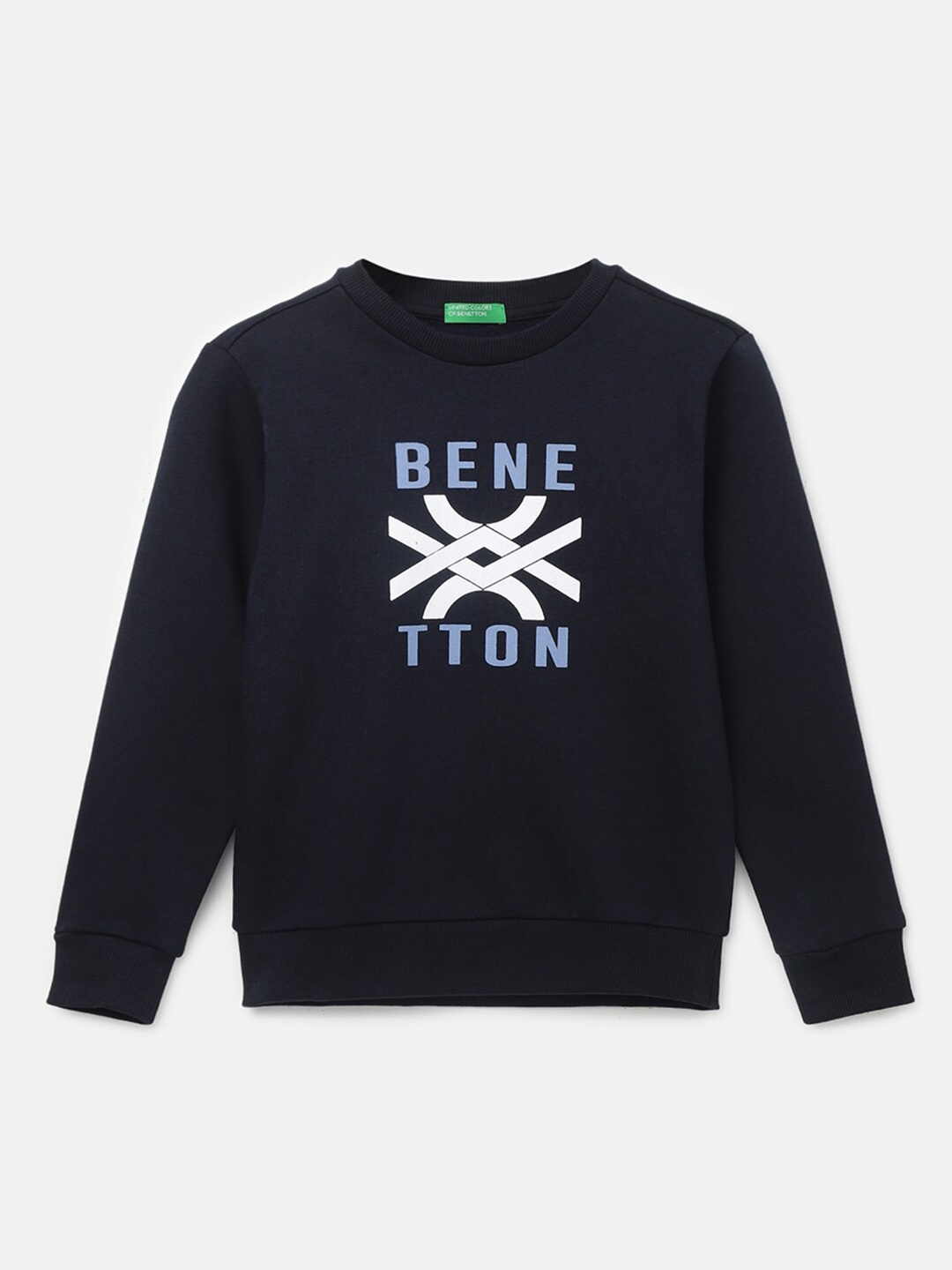 

United Colors of Benetton Boys Brand Logo Printed Sweatshirt, Navy blue
