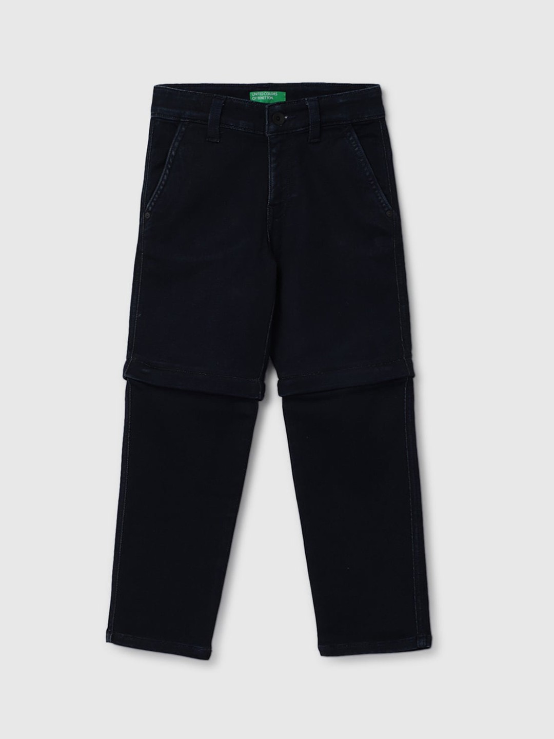 

United Colors of Benetton Boys Straight Fit Clean Look Convertible Jeans, Navy blue