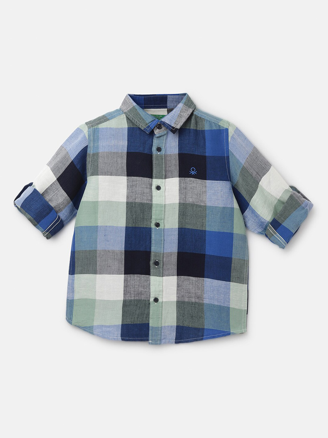 

United Colors of Benetton Boys Buffalo Checks Cotton Casual Shirt, Blue