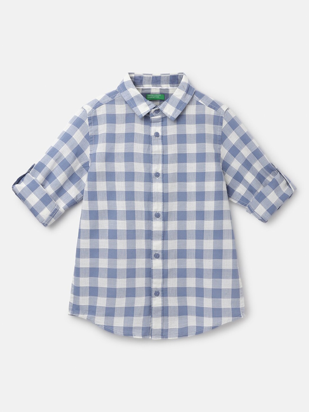 

United Colors of Benetton Boys Gingham Checks Cotton Casual Shirt, Blue