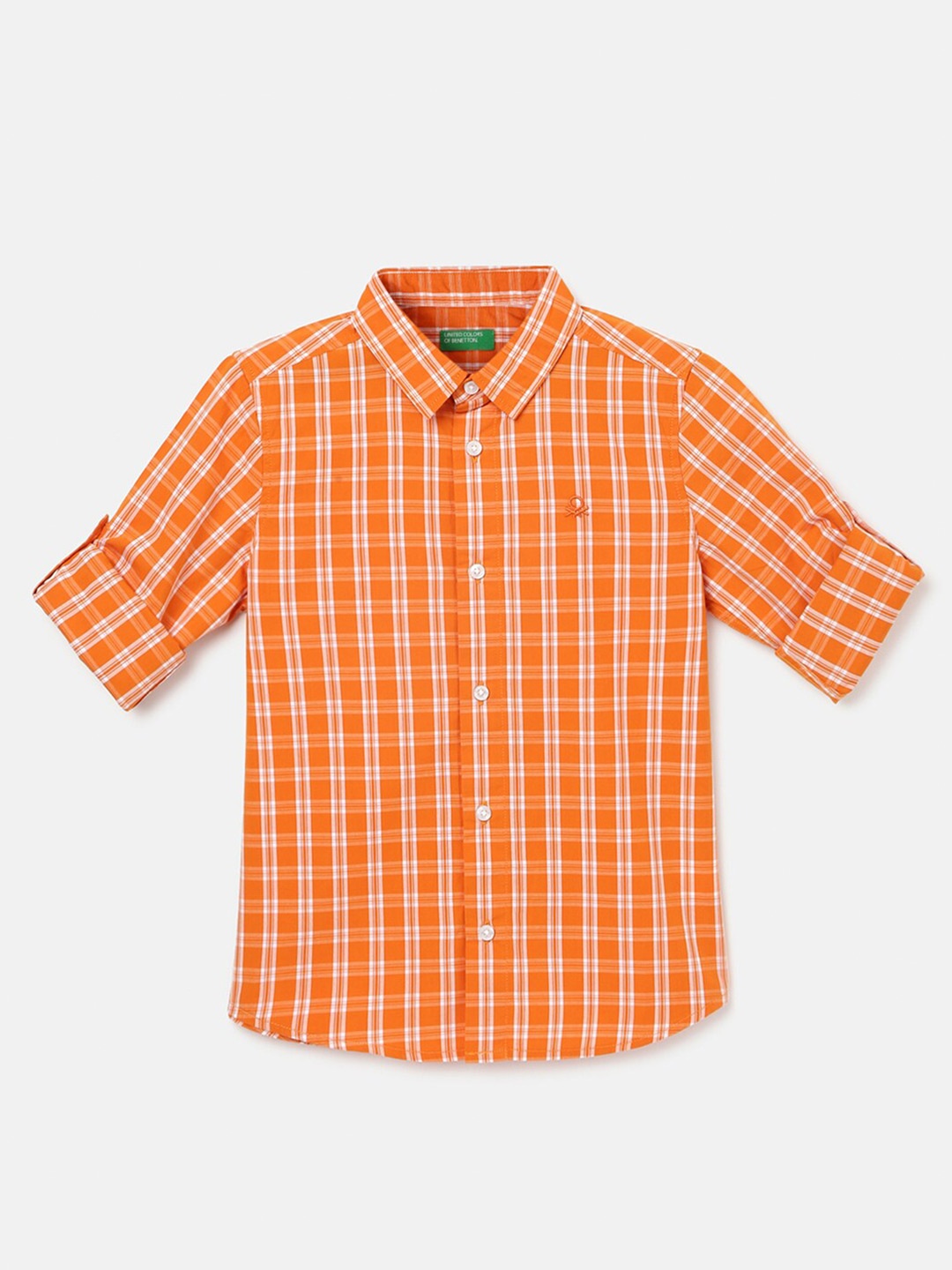 

United Colors of Benetton Boys Checked Cotton Casual Shirt, Orange