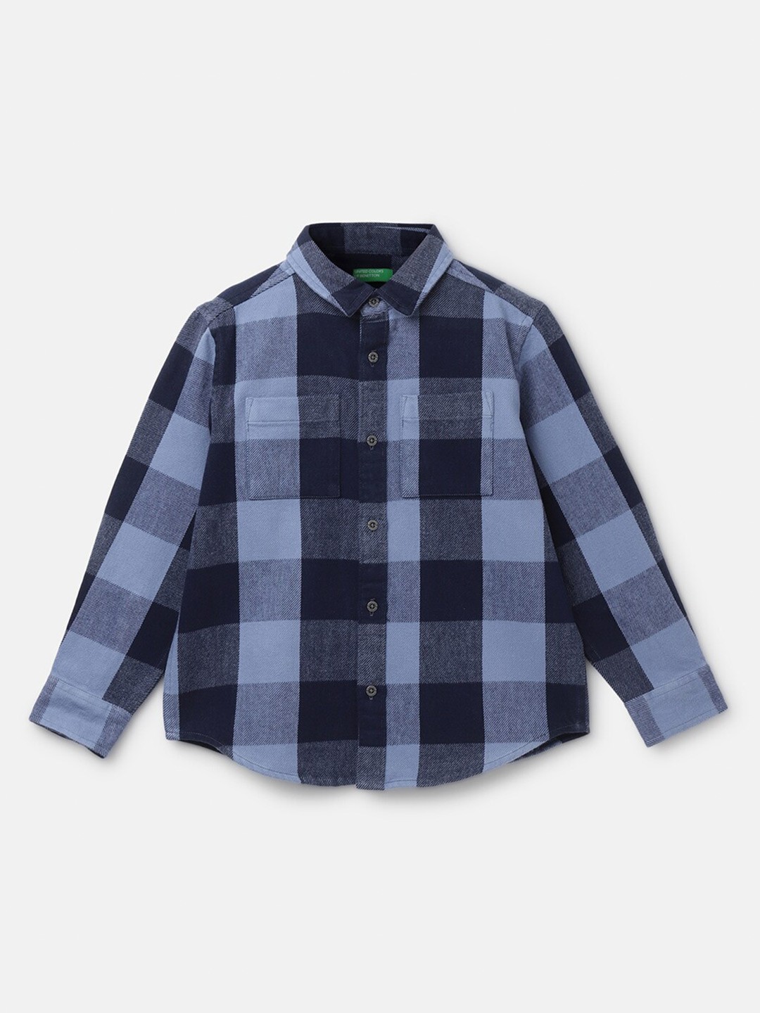 

United Colors of Benetton Boys Buffalo Checks Cotton Casual Shirt, Navy blue