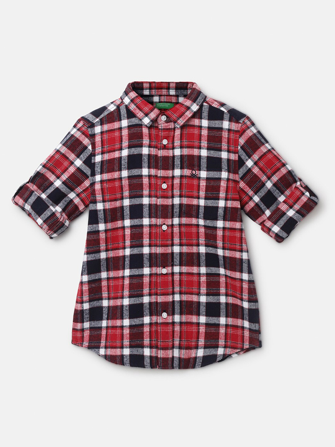 

United Colors of Benetton Boys Tartan Checks Cotton Casual Shirt, Red