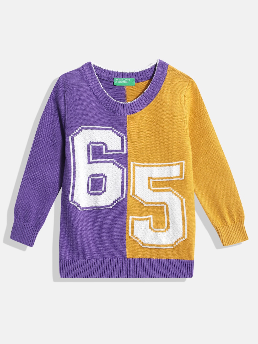 

United Colors of Benetton Kids Boys Colourblocked Pullover, Purple