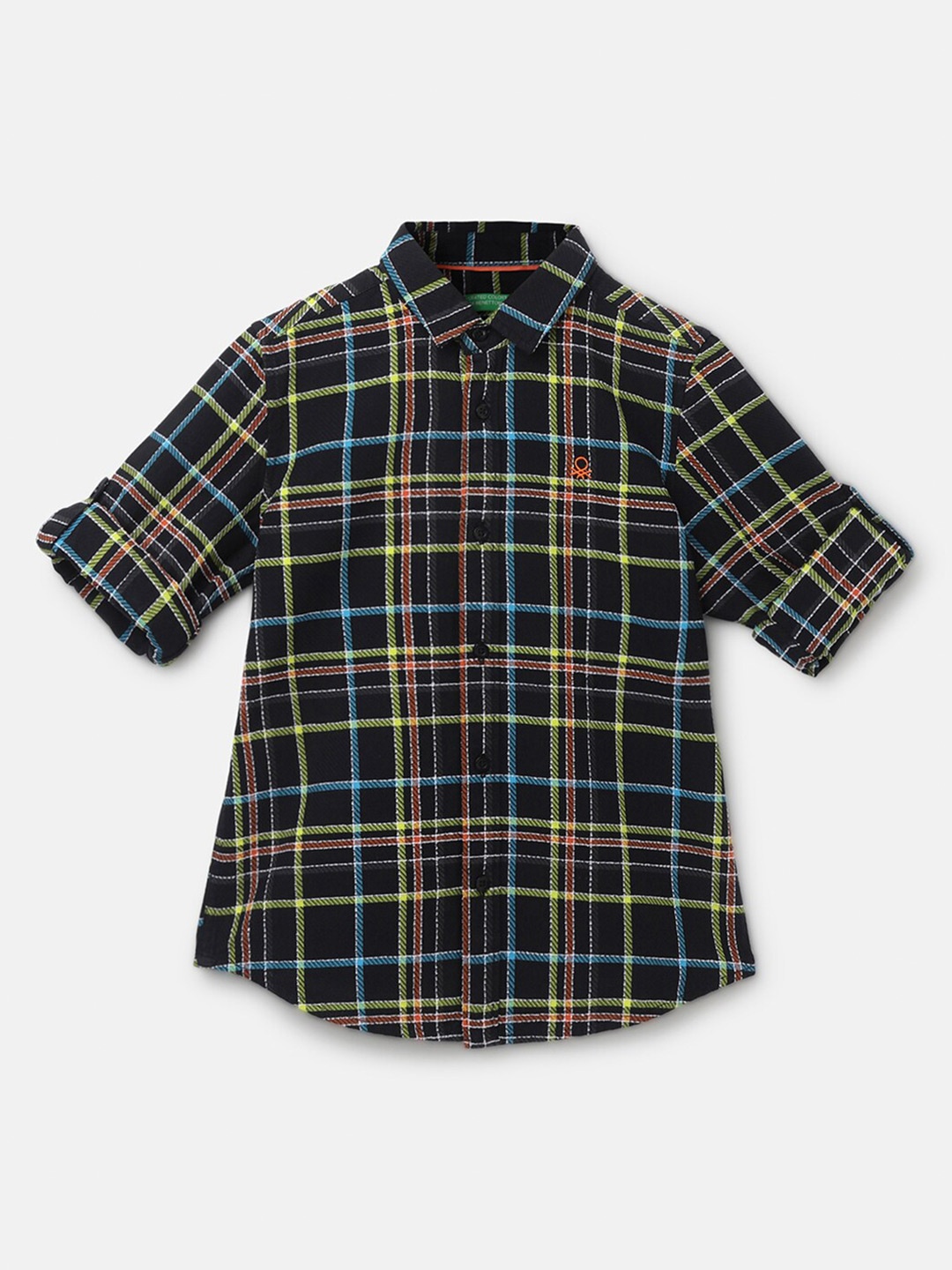 

United Colors of Benetton Boys Tartan Checks Cotton Casual Shirt, Navy blue
