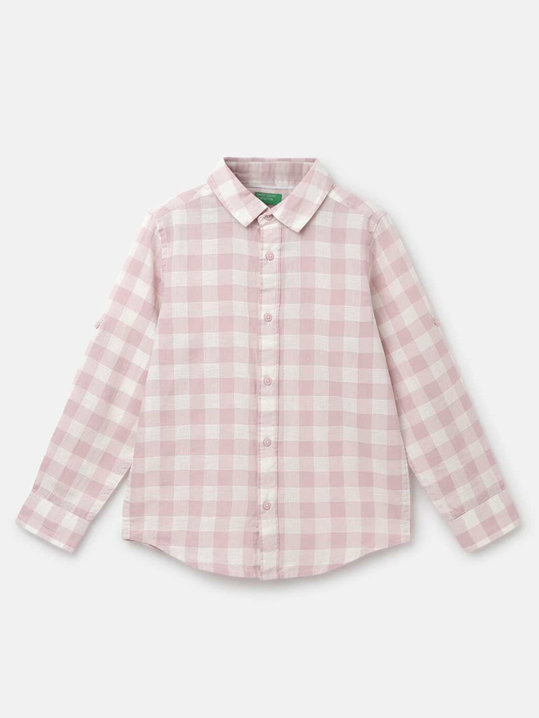 

United Colors of Benetton Boys Gingham Checks Cotton Casual Shirt, Pink