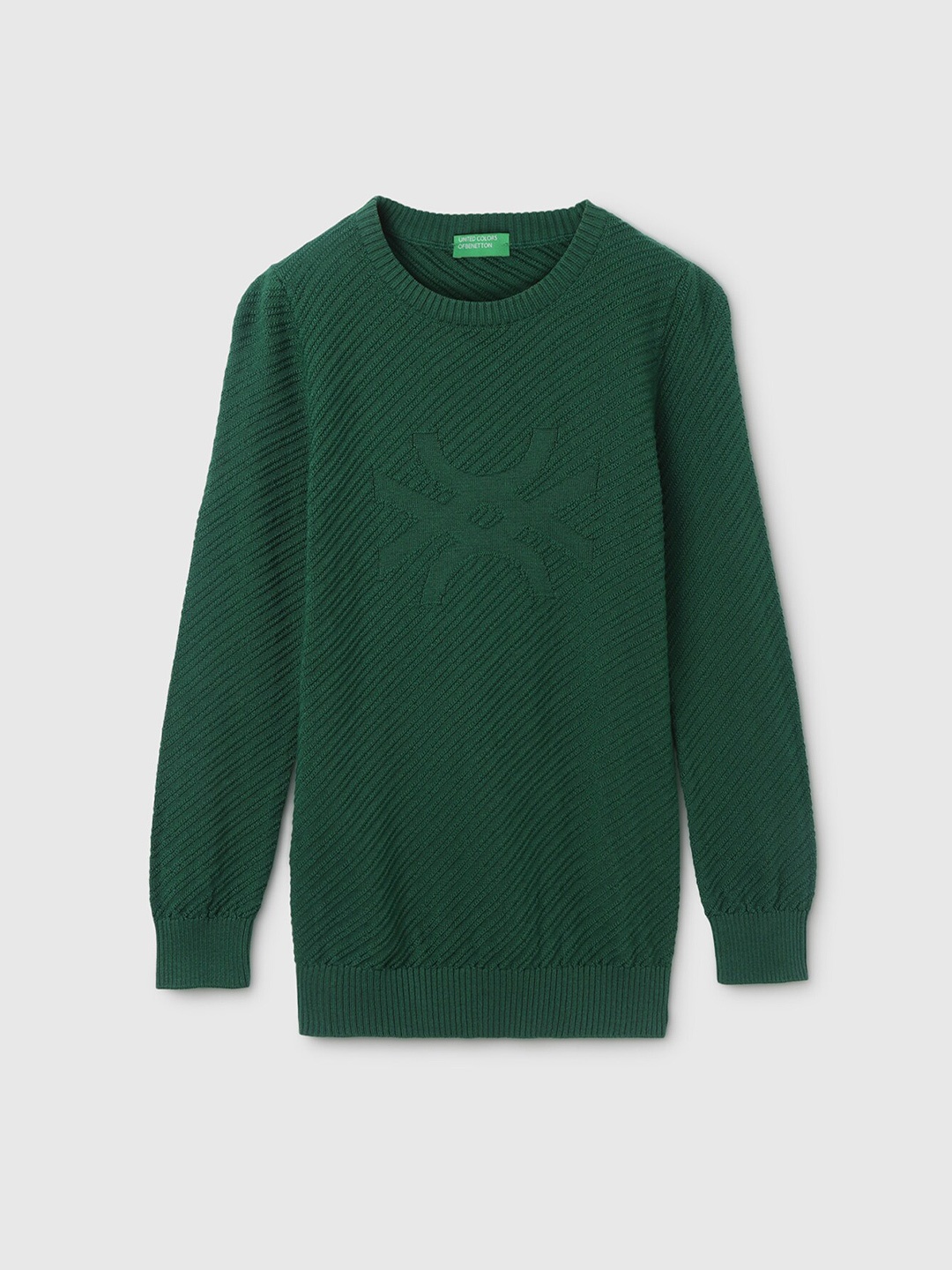 

United Colors of Benetton Boys Cable Knit Pullover, Green