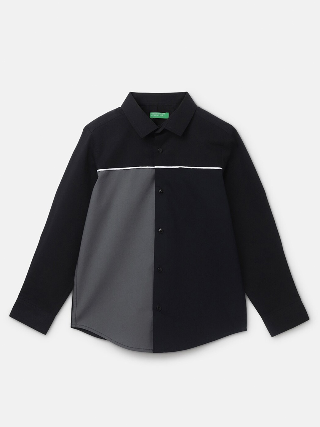 

United Colors of Benetton Boys Colourblocked Cotton Casual Shirt, Black