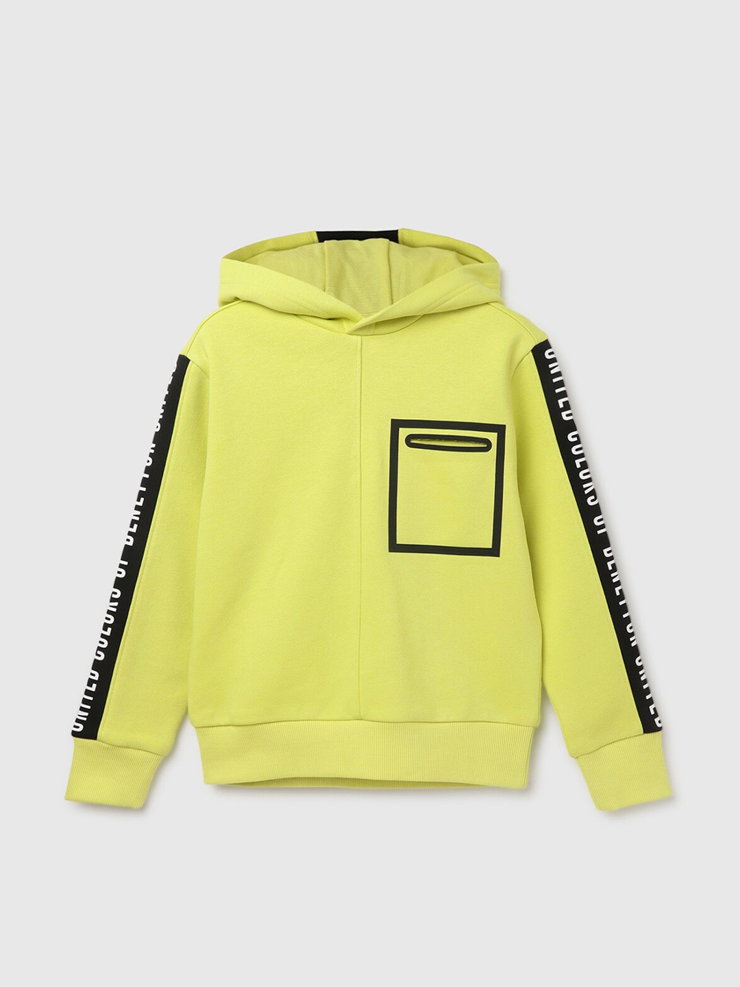 

United Colors of Benetton Boys Hooded Pullover Sweatshirt, Yellow