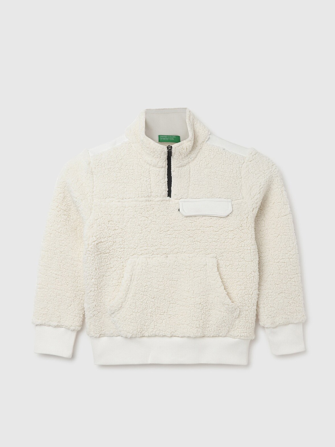 

United Colors of Benetton Boys Textured Pullover Sweatshirt, Cream