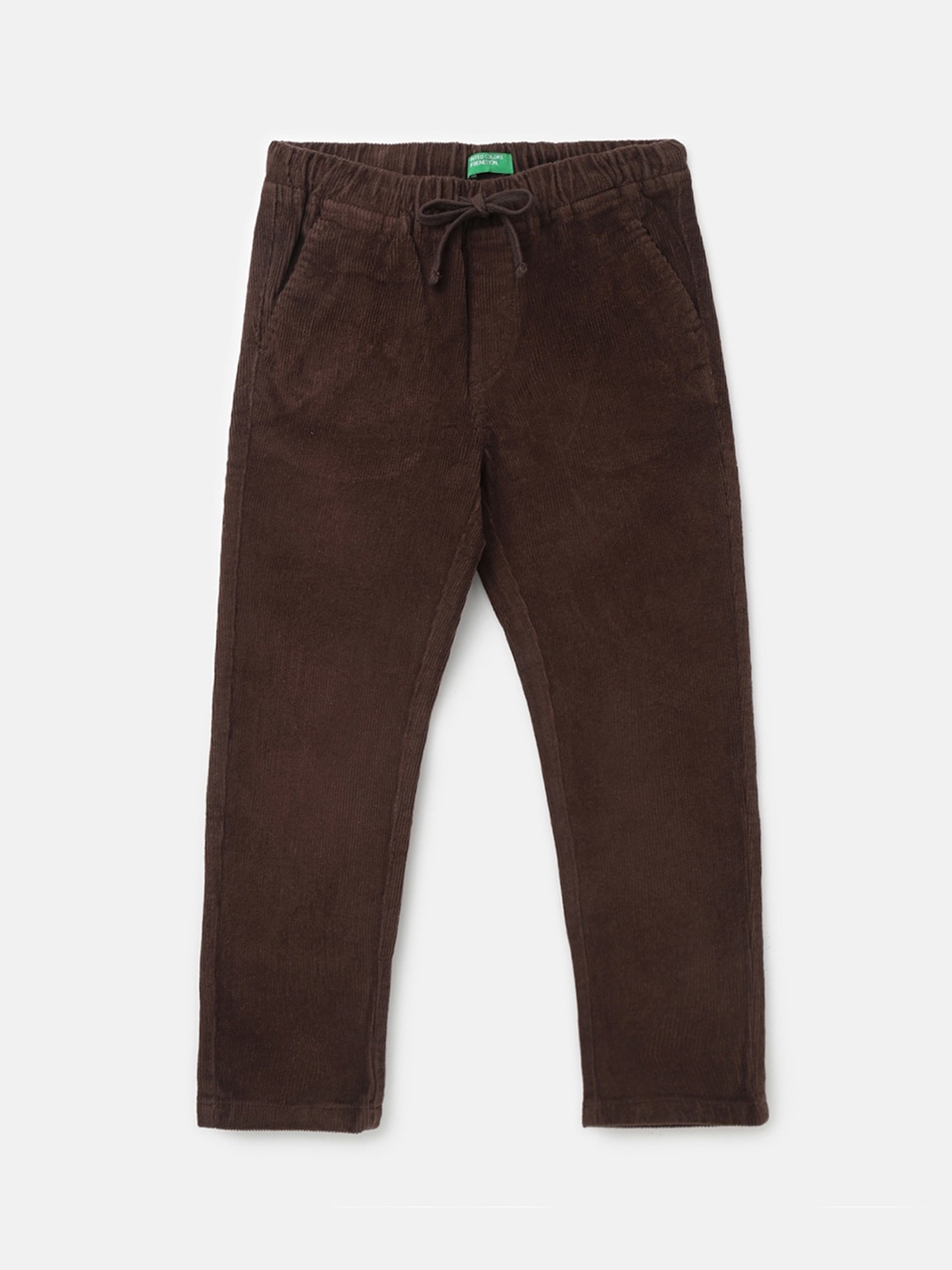 

United Colors of Benetton Boys Ribbed Mid-Rise Cotton Trousers, Brown