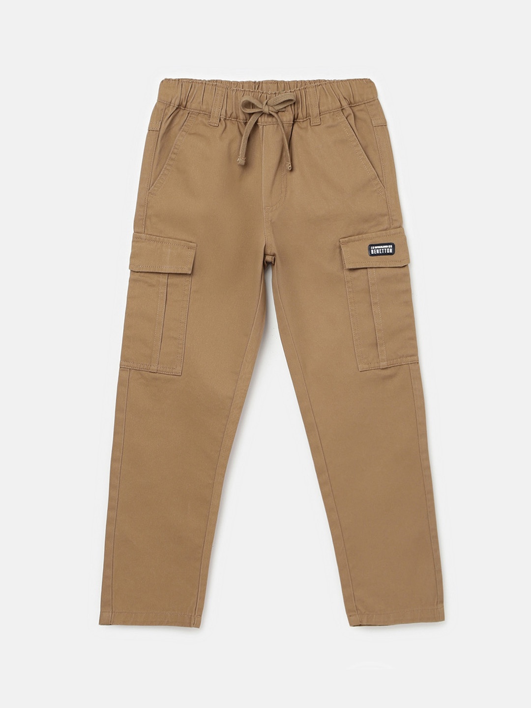 

United Colors of Benetton Boys Mid-Rise Cargos Cotton Trousers, Beige