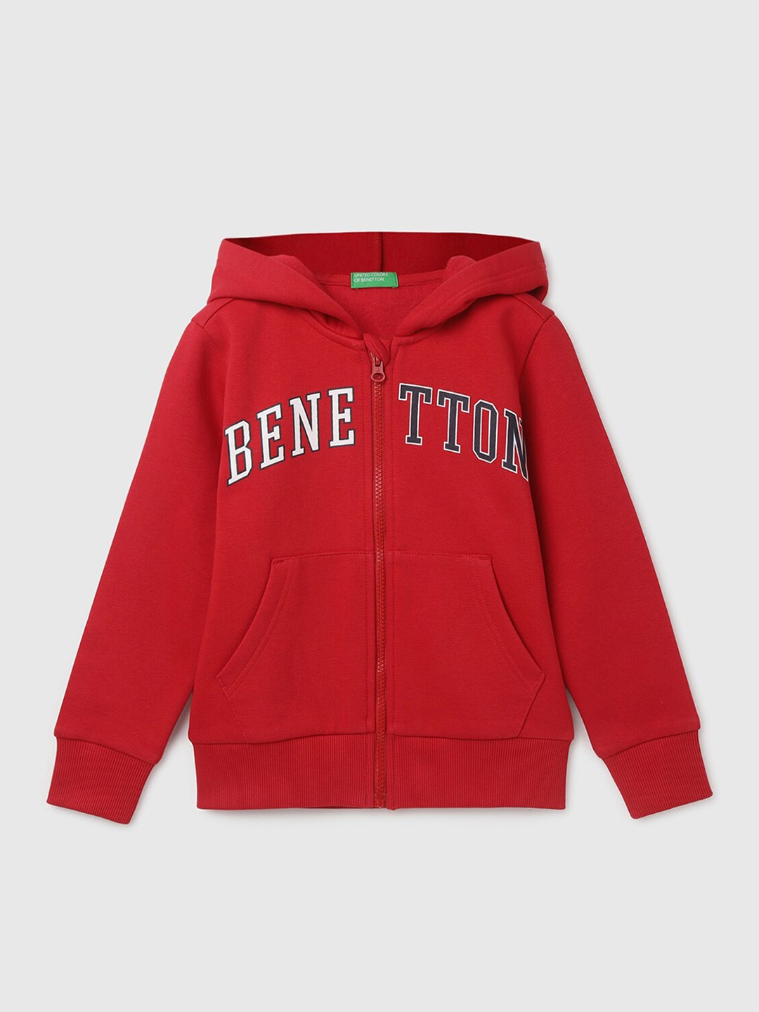 

United Colors of Benetton Boys Printed Front-Open Sweatshirt, Red