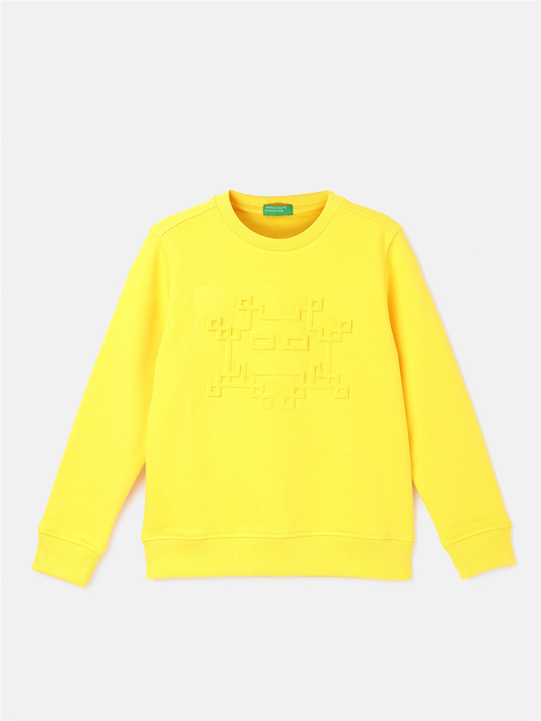 

United Colors of Benetton Boys Printed Cotton Pullover Sweatshirt, Yellow