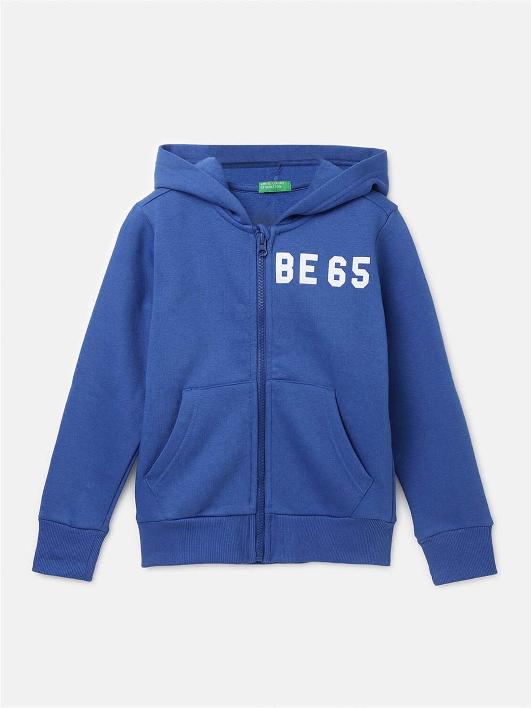 

United Colors of Benetton Boys Hooded Front-Open Sweatshirt, Blue
