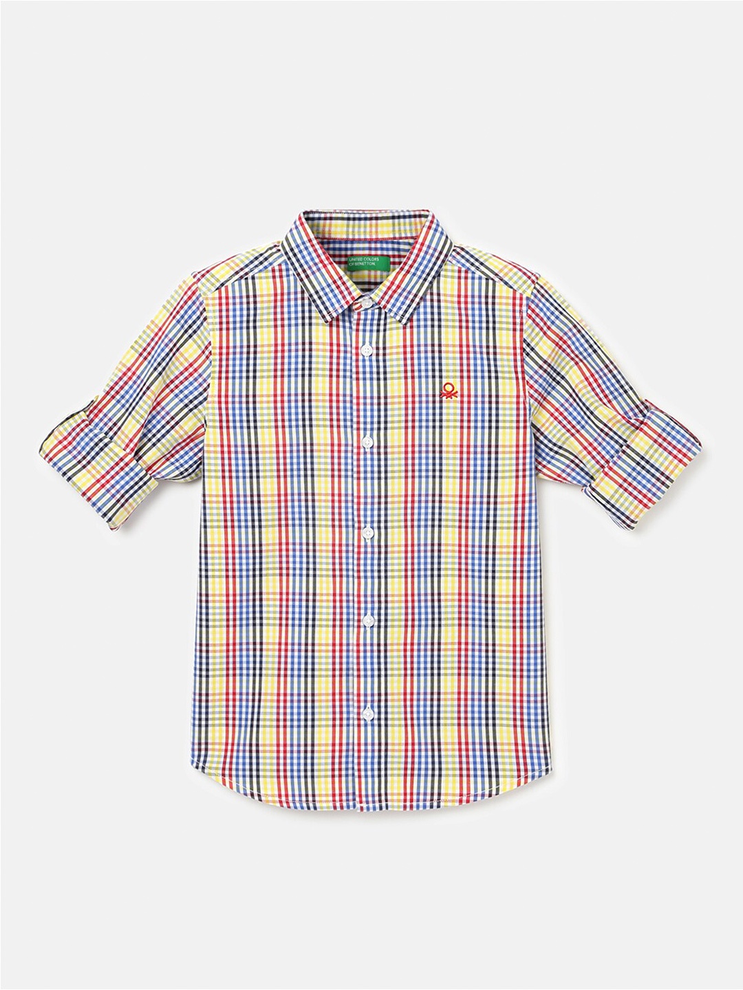 

United Colors of Benetton Boys Checked Cotton Casual Shirt, Blue