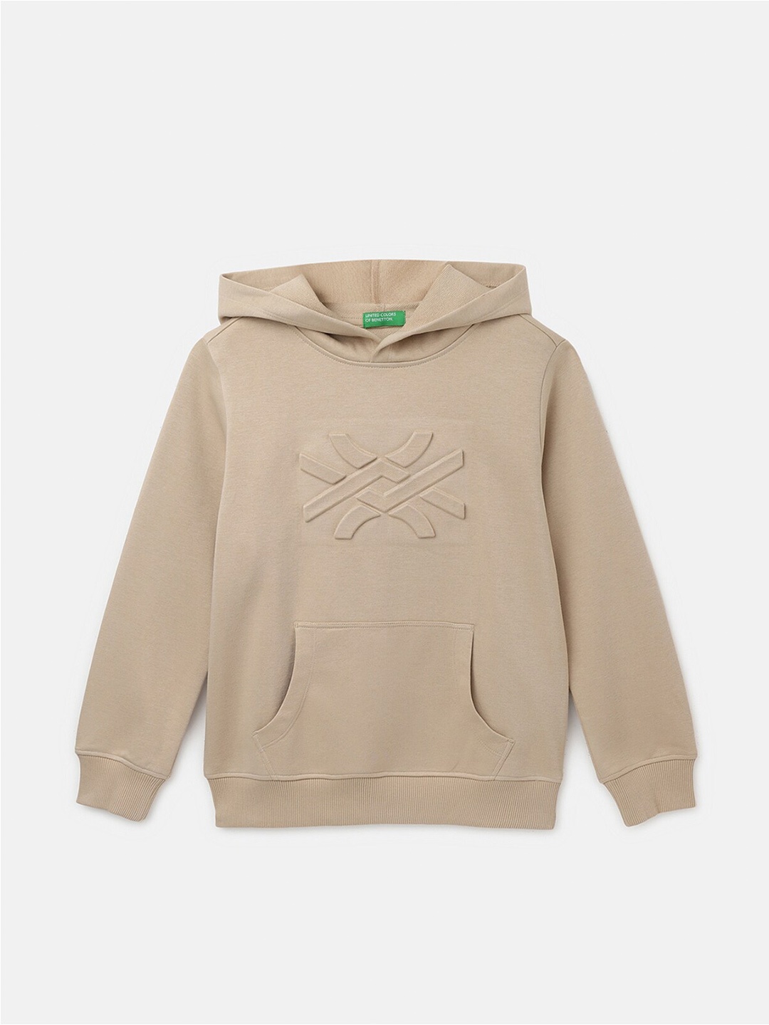 

United Colors of Benetton Boys Hooded Pullover Sweatshirt, Beige