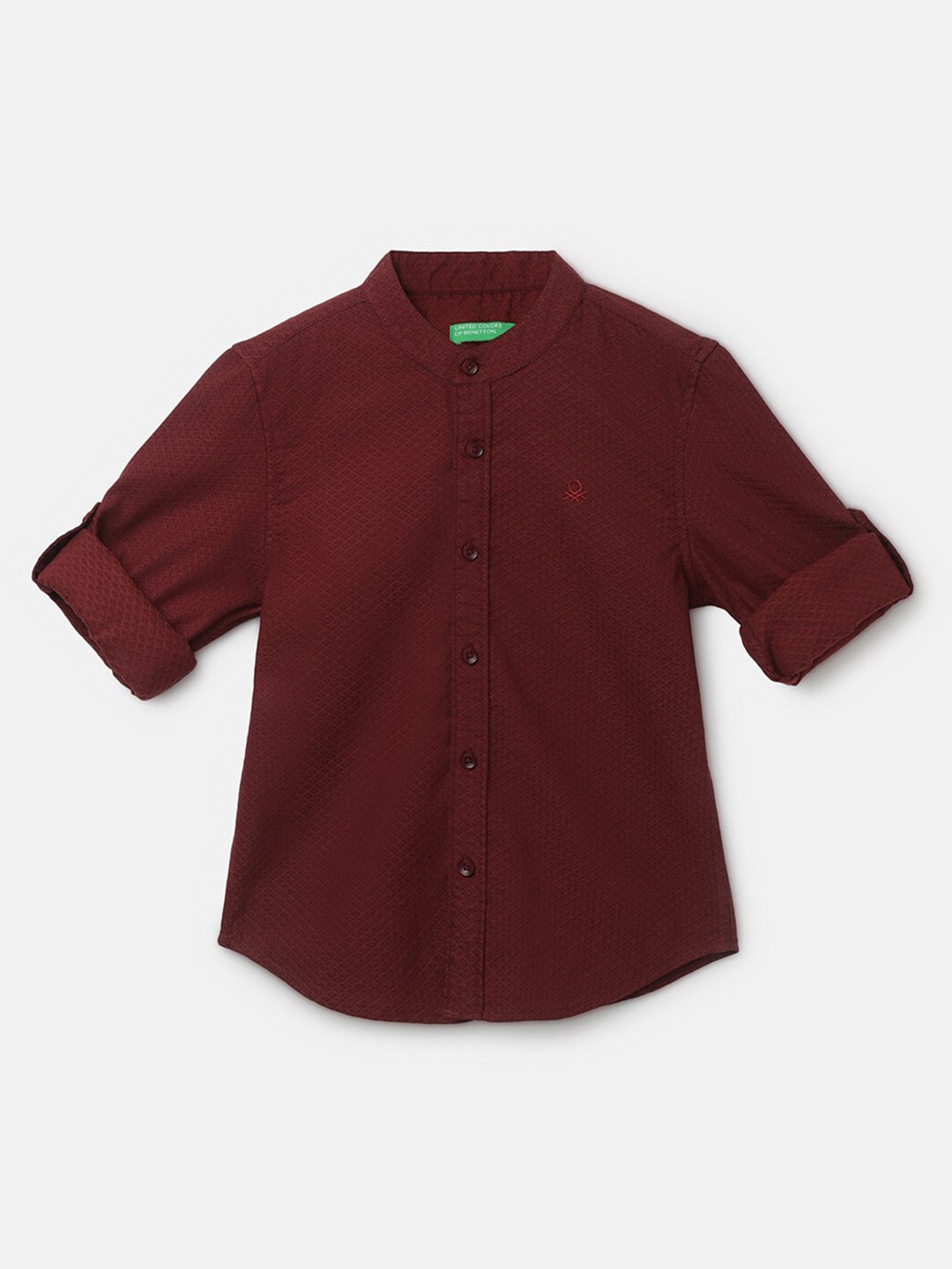 United Colors of Benetton Boys Cotton Casual Shirt, Maroon