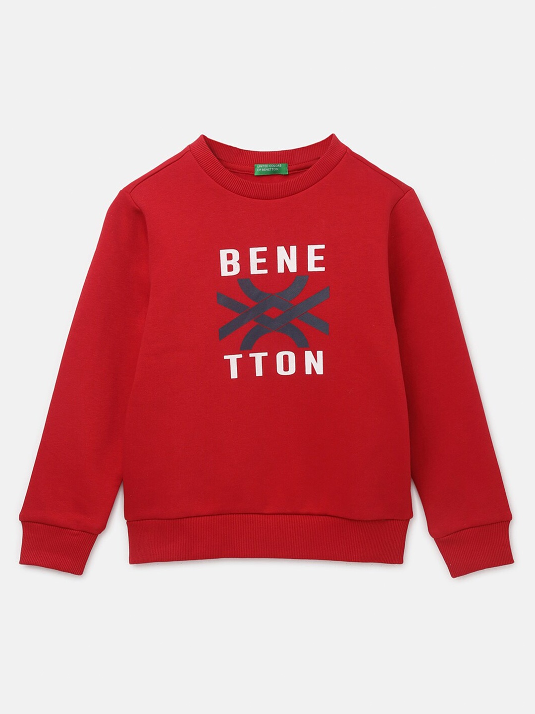 

United Colors of Benetton Boys Typography Printed Pullover, Red