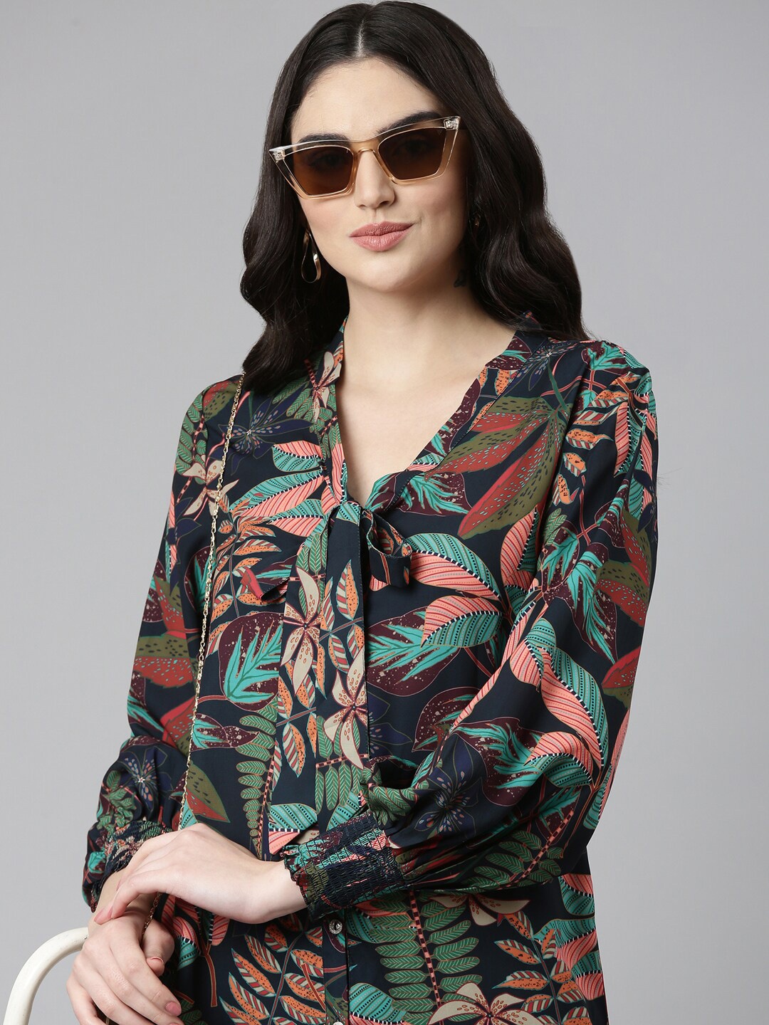 

SHOWOFF Printed Shirt & Palazzos Co-Ords, Black