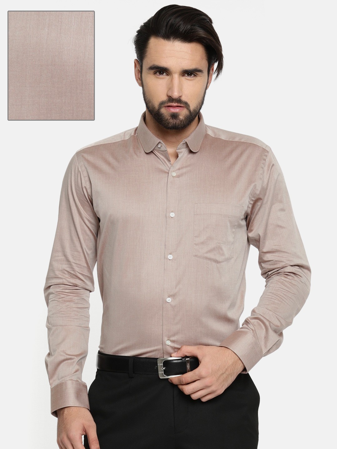 

Park Avenue Men Brown Slim Fit Solid Formal Shirt