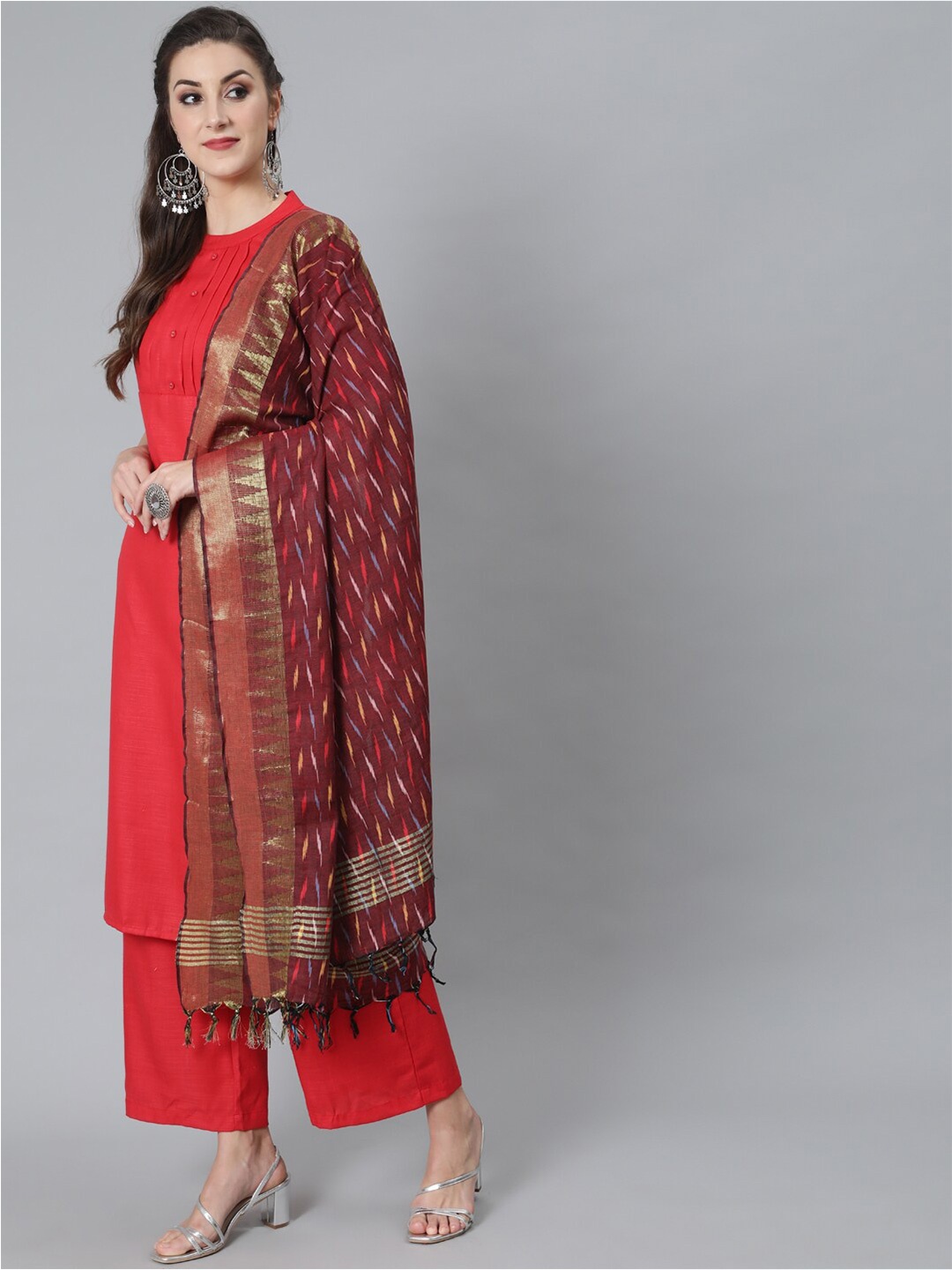 

AKS Ethnic Motifs Woven Design Dupatta, Maroon