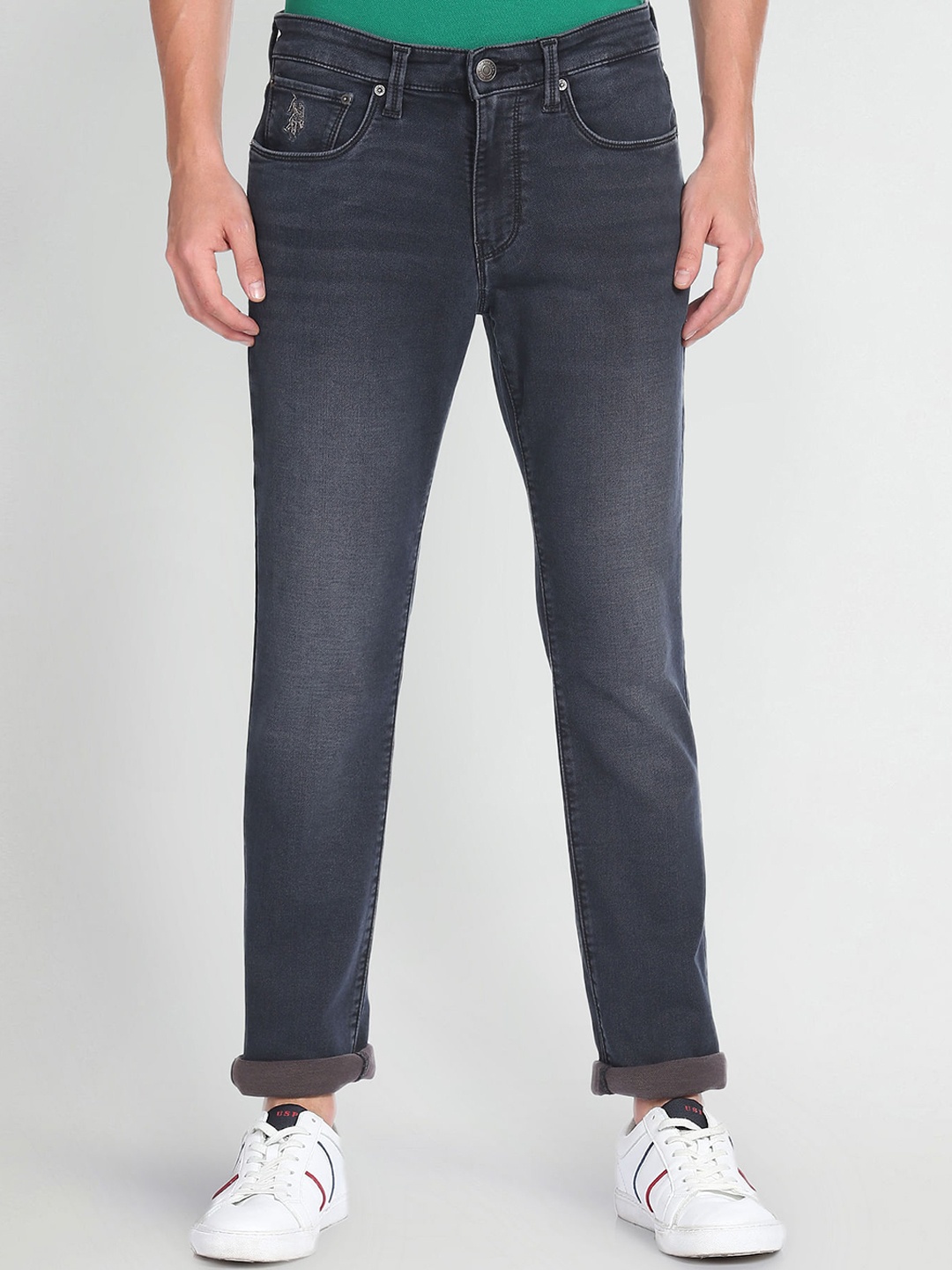 

U.S. Polo Assn. Denim Co. Men Tapered Fit Light Fade Stretchable Jeans, Navy blue