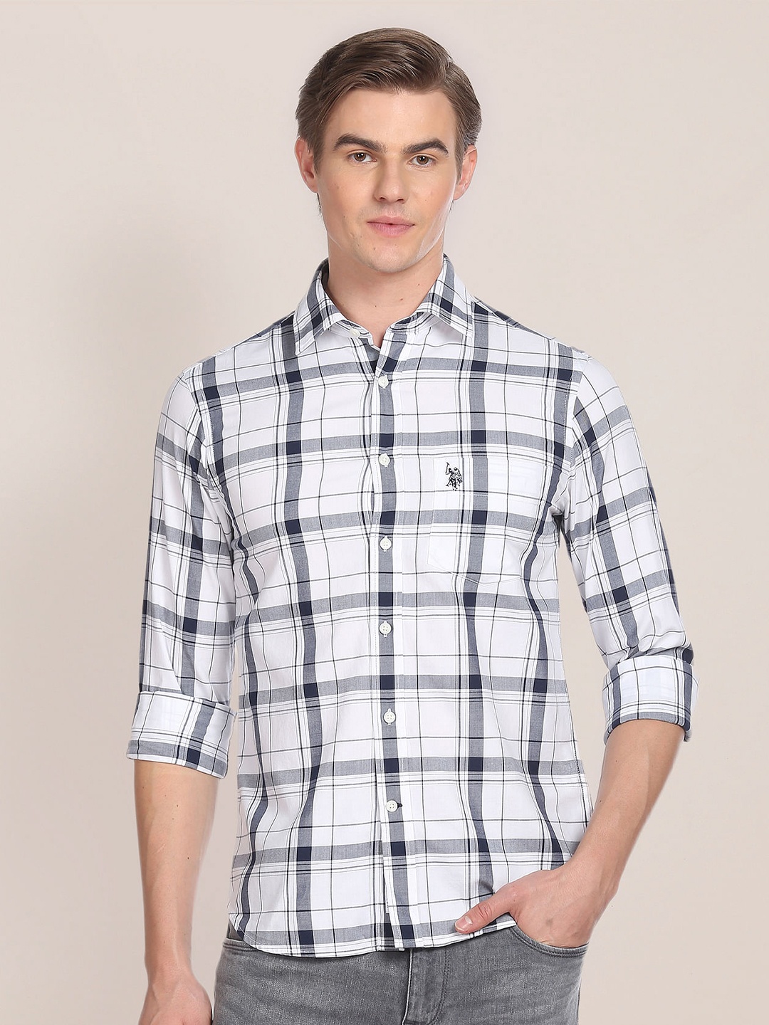 

U.S. Polo Assn. Tartan Checked Twill Casual Shirt, White