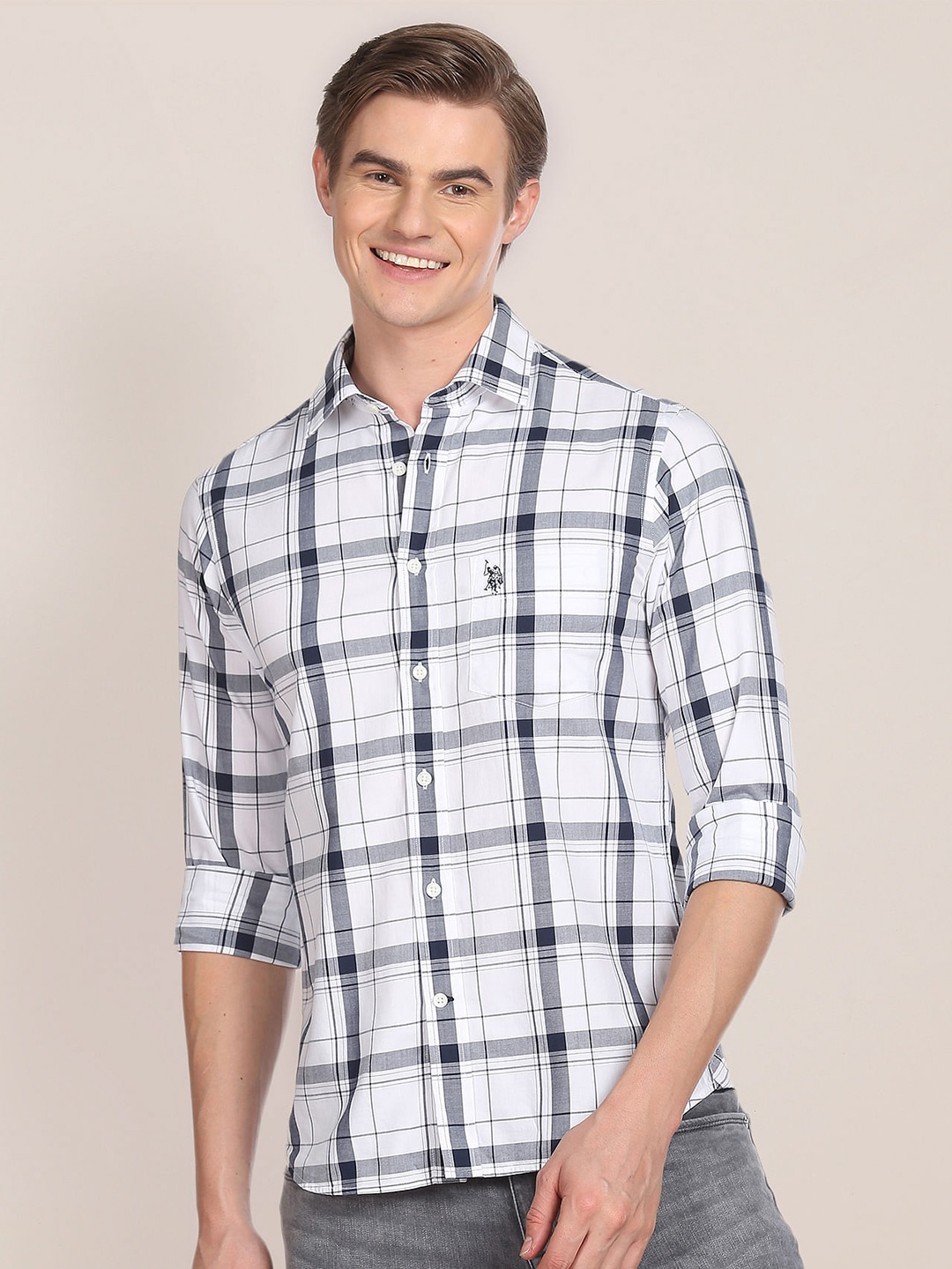 

U.S. Polo Assn. Tartan Checked Twill Casual Shirt, White