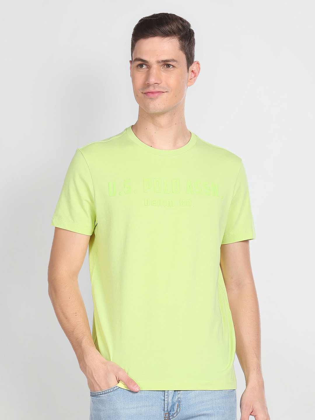

U.S. Polo Assn. Denim Co. Brand Logo Printed Slim Fit Cotton T-shirt, Green