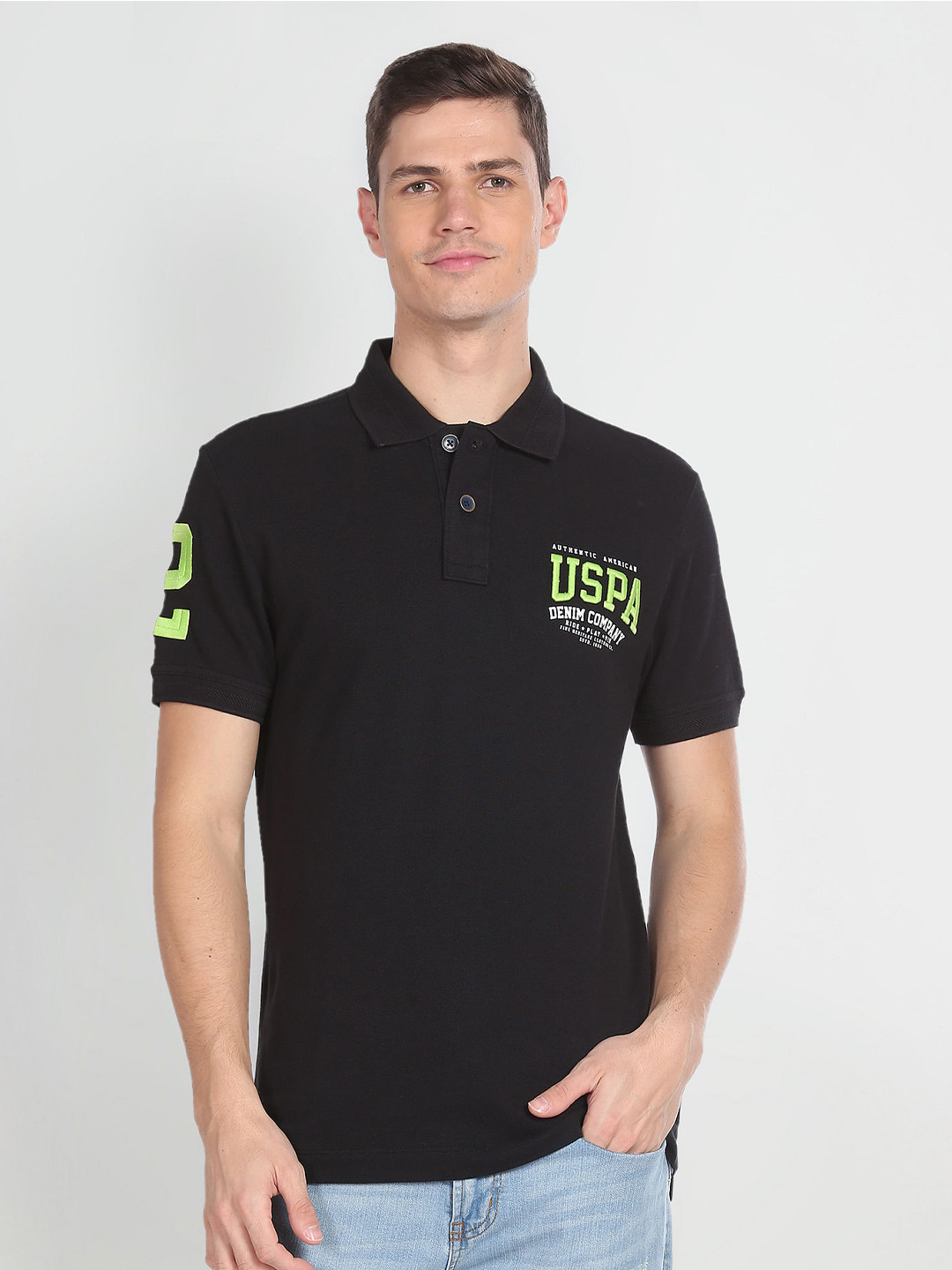 

U.S. Polo Assn. Denim Co. Polo Collar Slim Fit Cotton T-shirt, Black