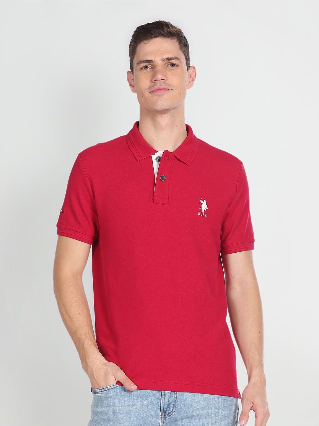 

U.S. Polo Assn. Denim Co. Polo Collar Slim Fit Cotton T-shirt, Red