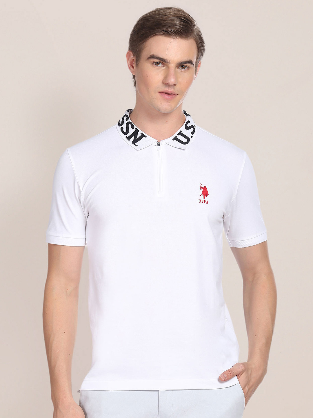 

U.S. Polo Assn. Slim Fit Polo Collar T-shirt, White