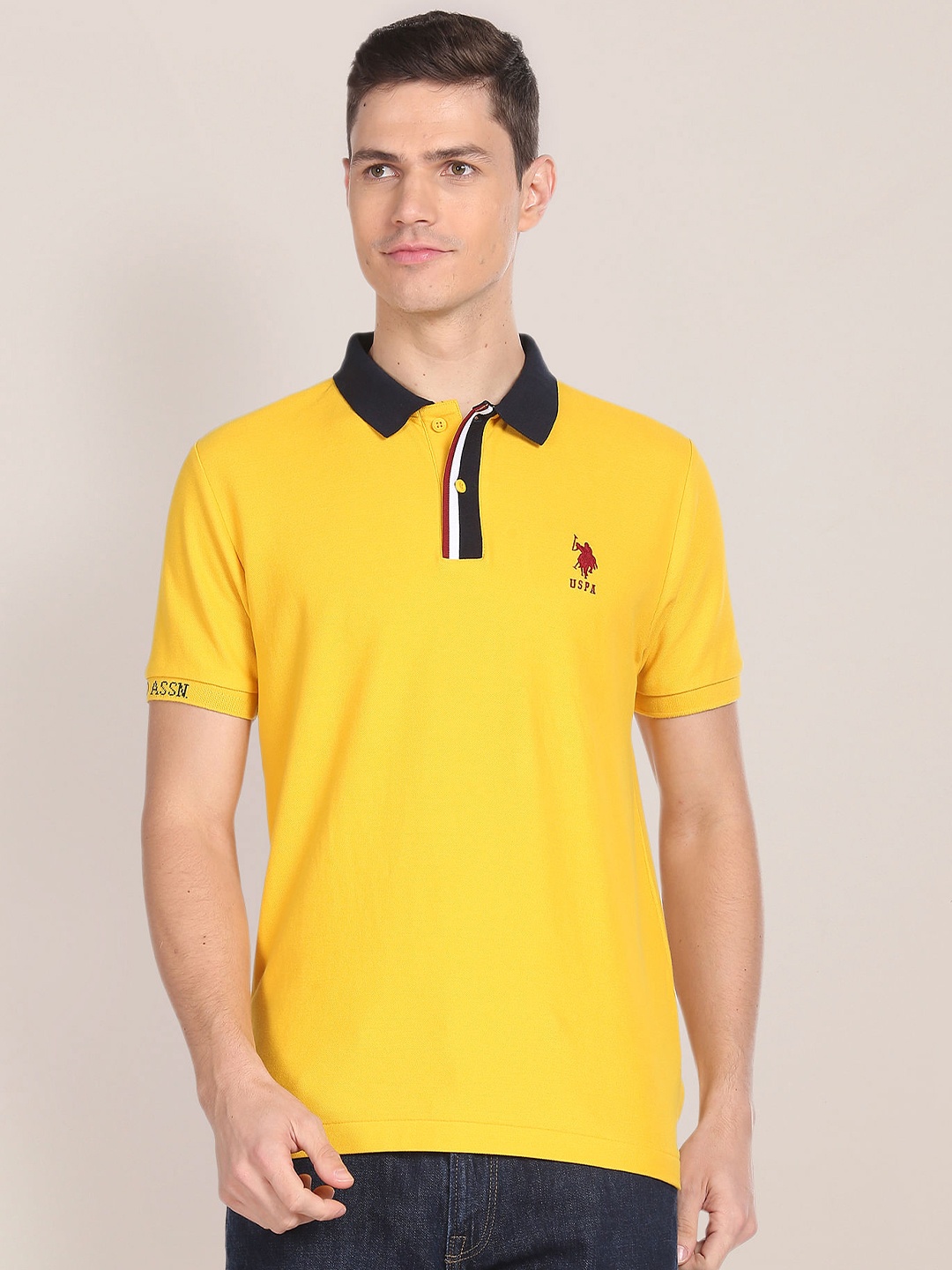 

U.S. Polo Assn. Polo Collar Slim Fit Pure Cotton T-shirt, Yellow