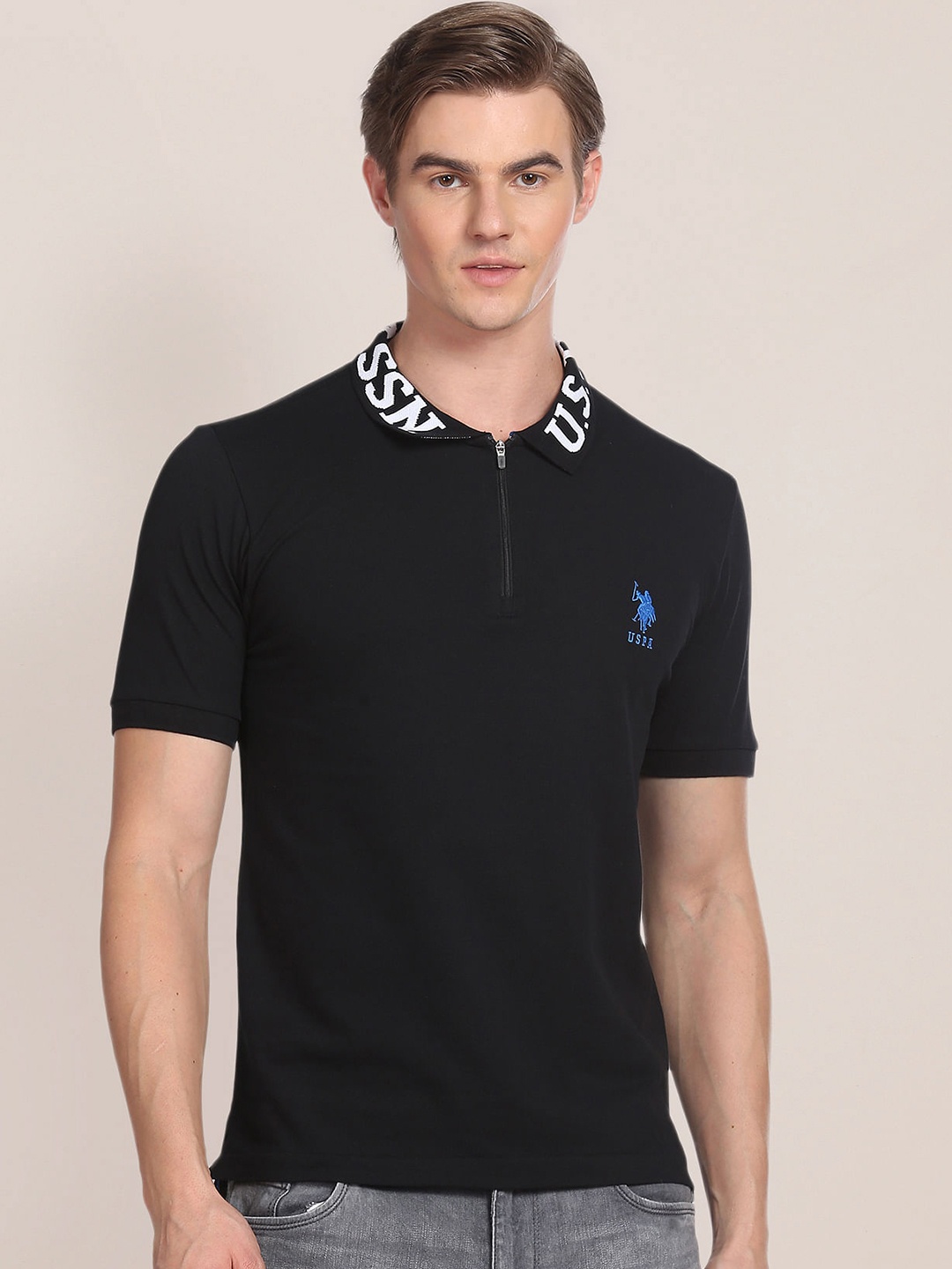 

U.S. Polo Assn. Polo Collar Slim Fit T-shirt, Black