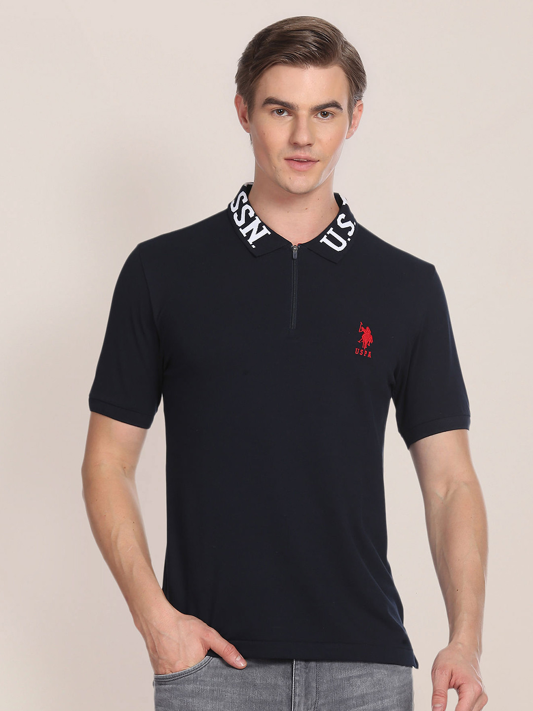 

U.S. Polo Assn. Polo Collar Slim Fit T-shirt, Navy blue