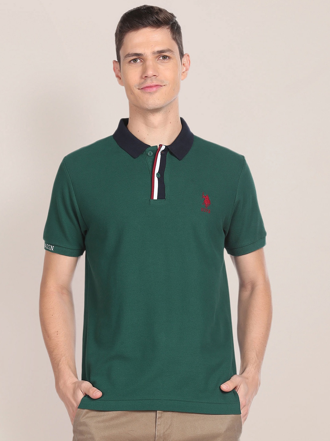 

U.S. Polo Assn. Polo Collar Pure Cotton Slim Fit T-shirt, Green