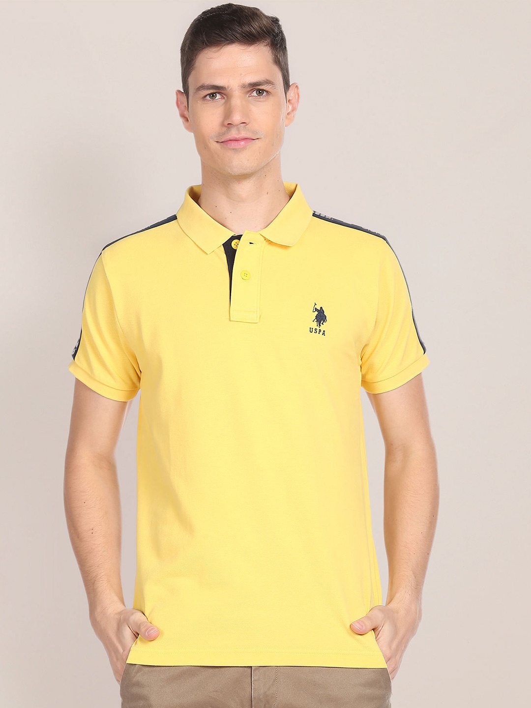 

U.S. Polo Assn. Polo Collar Pure Cotton Slim Fit T-shirt, Yellow