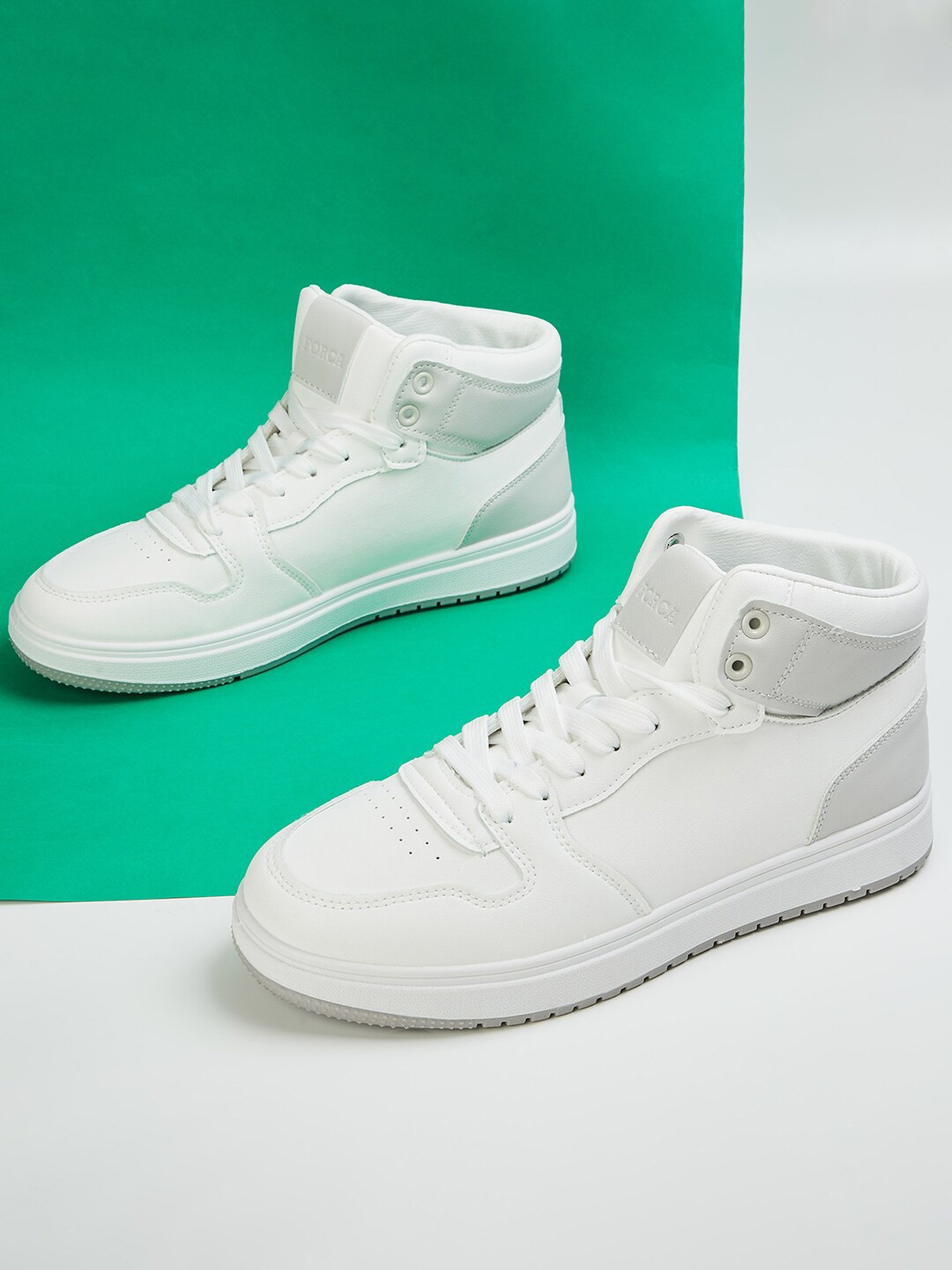 

Forca by Lifestyle Men Mid Top Perforations Comfort Insole Basics Sneakers, White