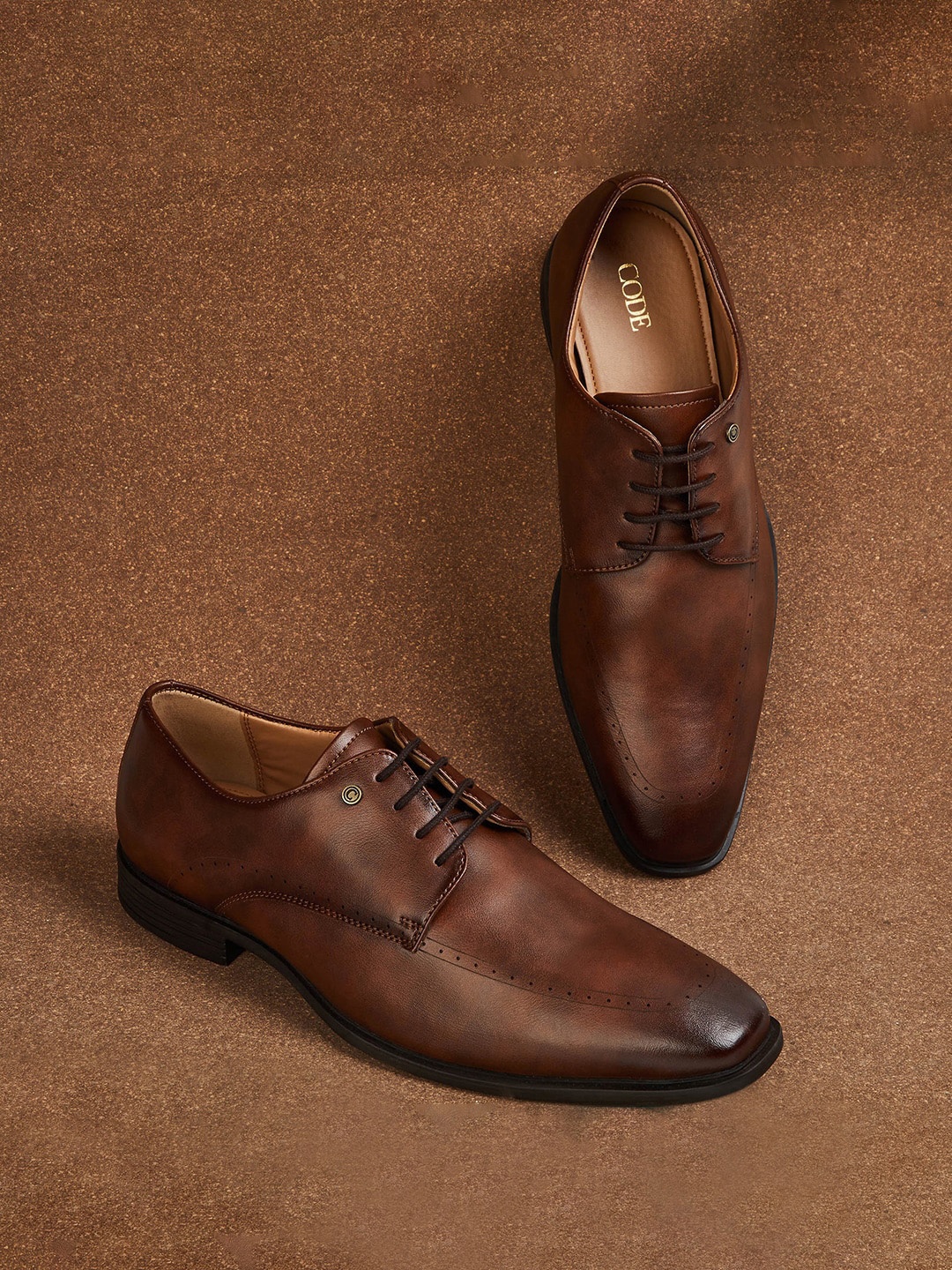 

CODE by Lifestyle Men Textured Formal Derbys, Tan