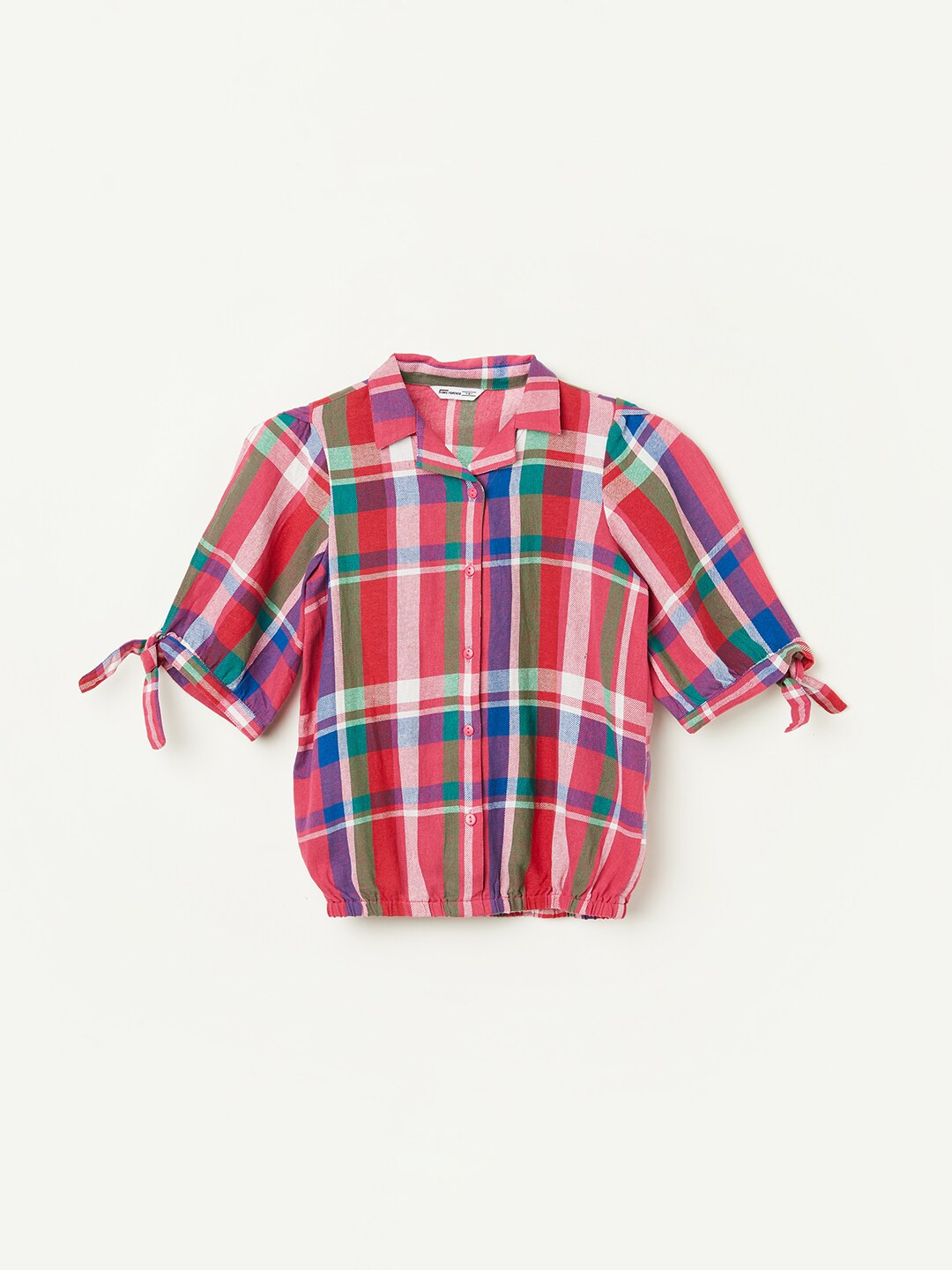 

Fame Forever by Lifestyle Girls Checked Pure Cotton Shirt Style Top, Pink