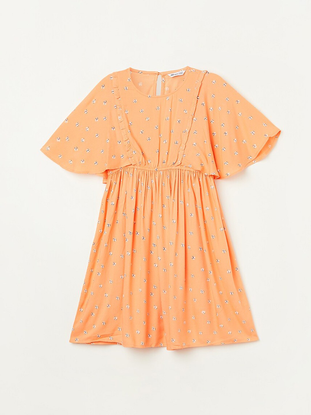 

Fame Forever by Lifestyle Girls Floral Printed Flared Sleeves Fit & Flare Dress, Orange