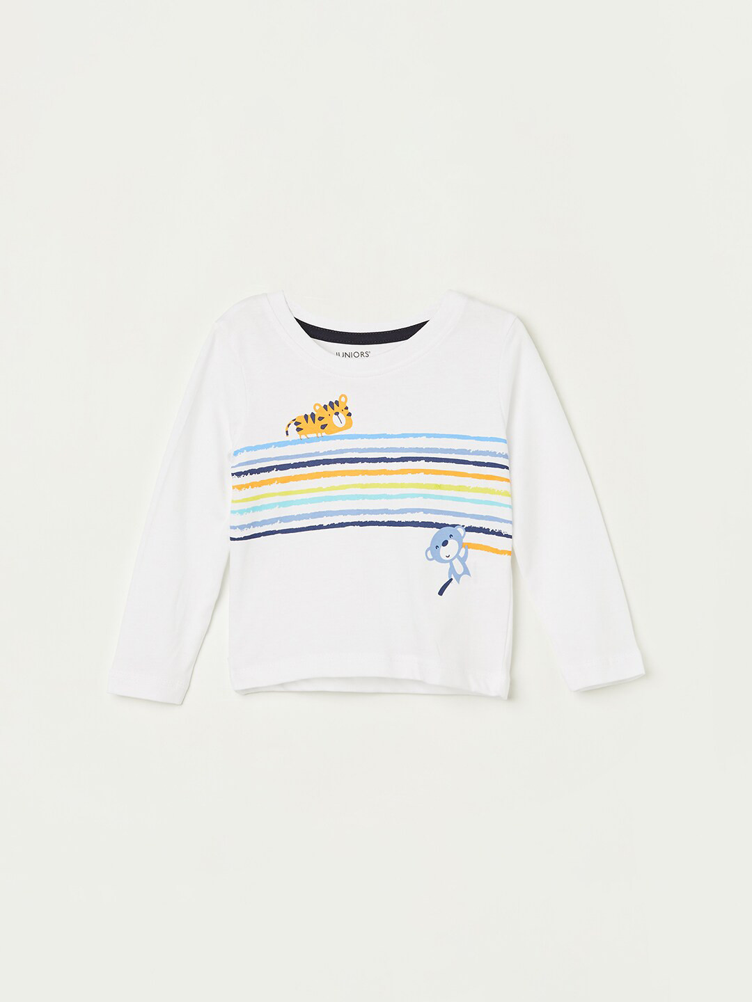 

Juniors by Lifestyle Boys Striped Cotton T-shirt, White
