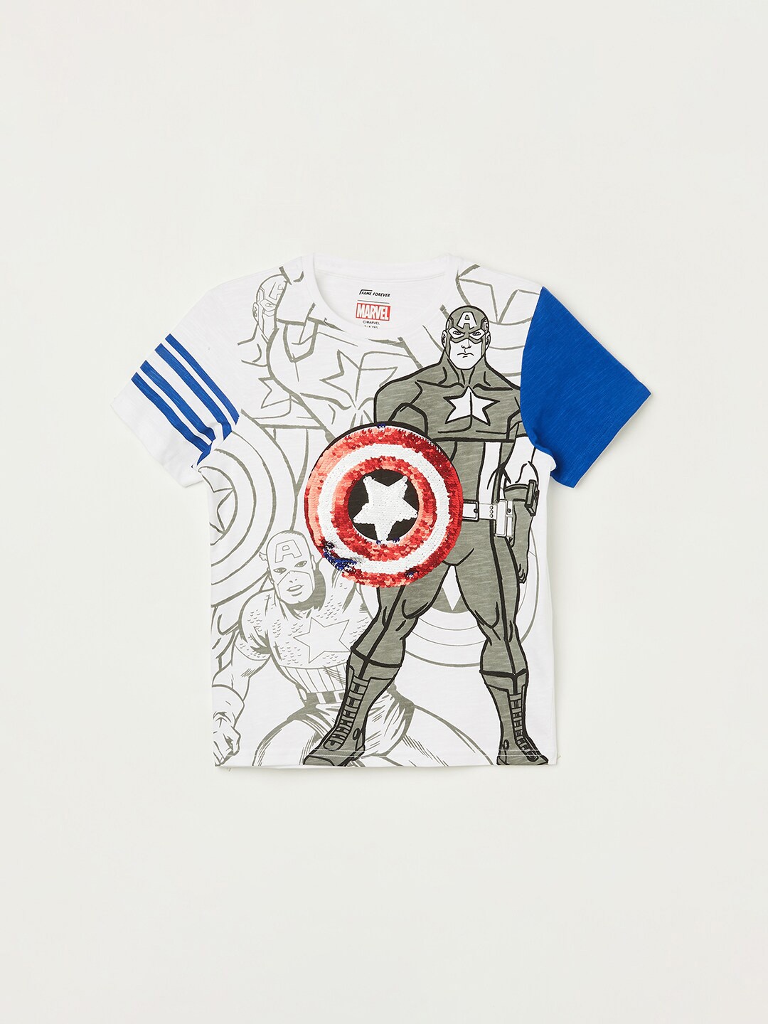 

Fame Forever by Lifestyle Boys Avengers Printed Pure Cotton T-shirt, White
