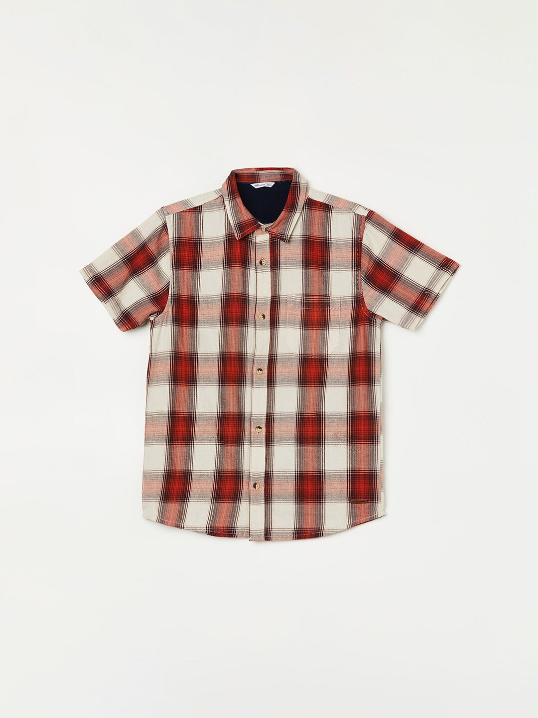 

Fame Forever by Lifestyle Boys Tartan Checked Pure Cotton Casual Shirt, Orange